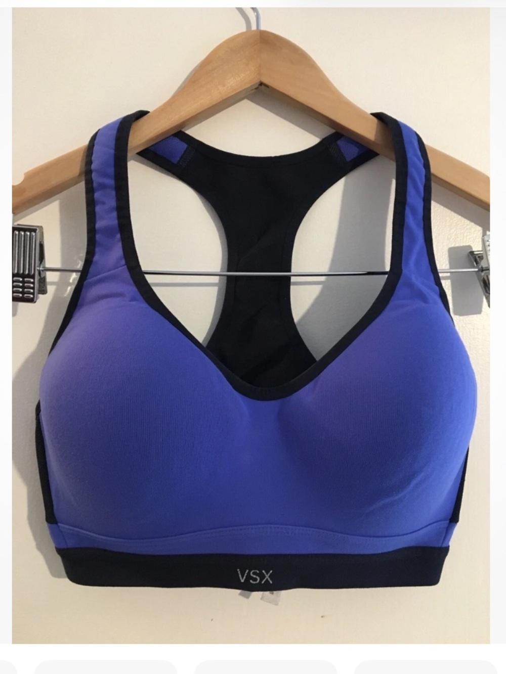 Victoria's Secret Purple-Blue Racerback Sports Bra with Black Trim